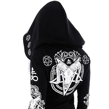 Gothic Pentagram Rune and Goat Print Jacket: Long Sleeve Up To 5XL Witchcraft Hoodie from NSE Imports #2.